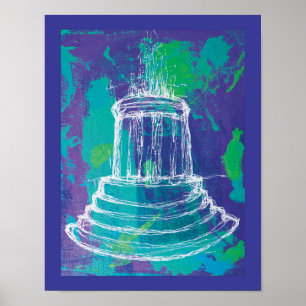 Marshall Michigan Fountain Poster