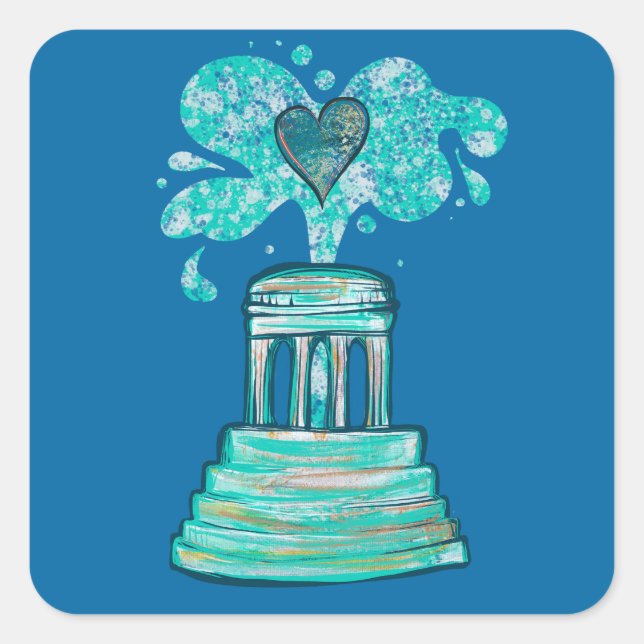 Marshall Michigan Fountain  Square Sticker (Front)