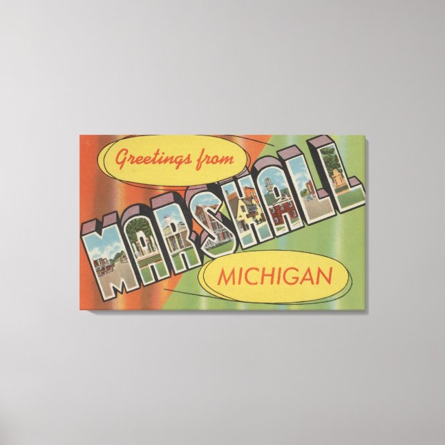Marshall, Michigan - Large Letter Scenes Canvas Print (Front)