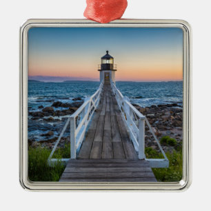 Marshall Point Lighthouse at Sunset Metal Tree Decoration
