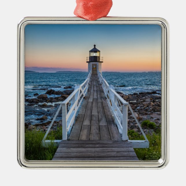 Marshall Point Lighthouse at Sunset Metal Tree Decoration (Front)