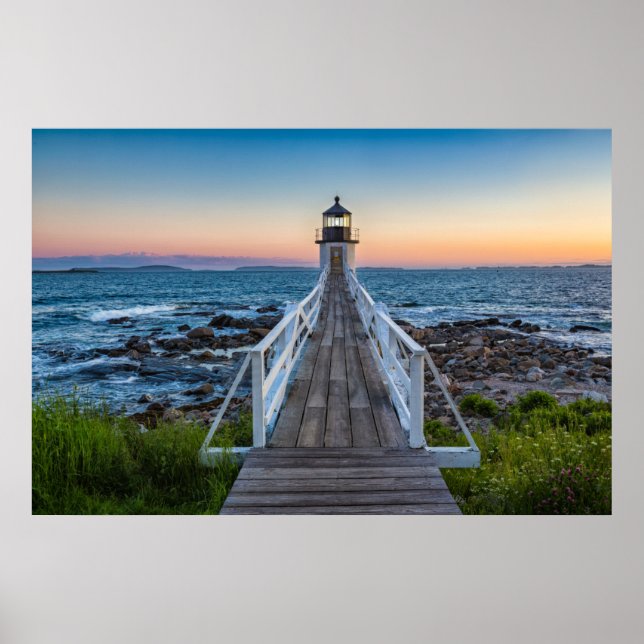 Marshall Point Lighthouse at Sunset Poster (Front)