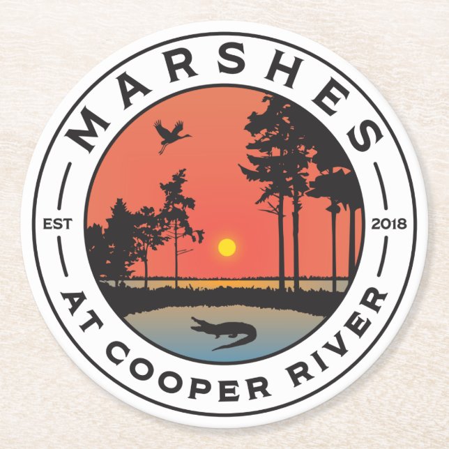 Marshes at Cooper River Round Paper Coaster (Front)