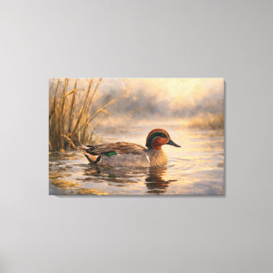 Marshland Duck   Coastal Wildlife Art   Stretched  Canvas Print