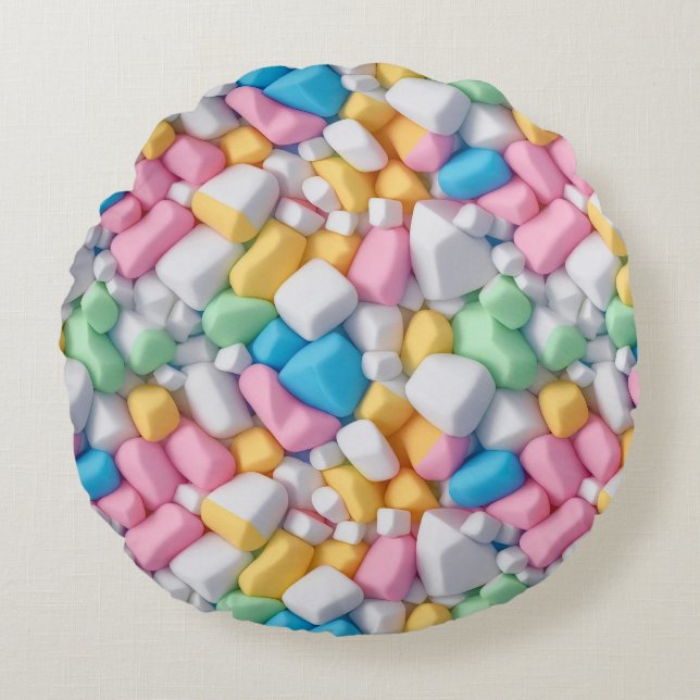 Marshmallow abstract round cushion (Front)