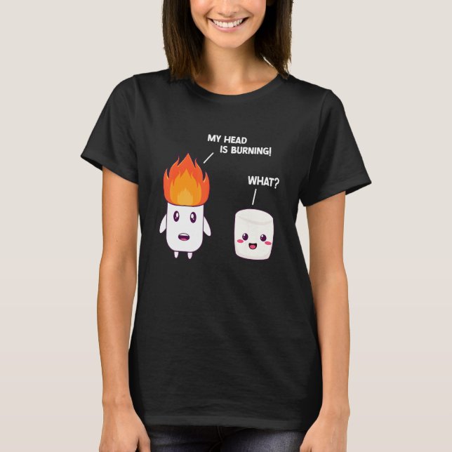 Marshmallow Campfire Roasting Chocolate Smore Camp T-Shirt (Front)