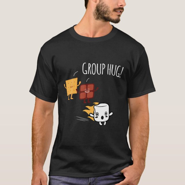 Marshmallow Camping Roasting Group Hug T-Shirt (Front)