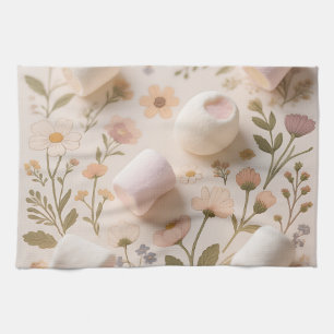 Marshmallow Floral Pastel Pattern Tea Towel