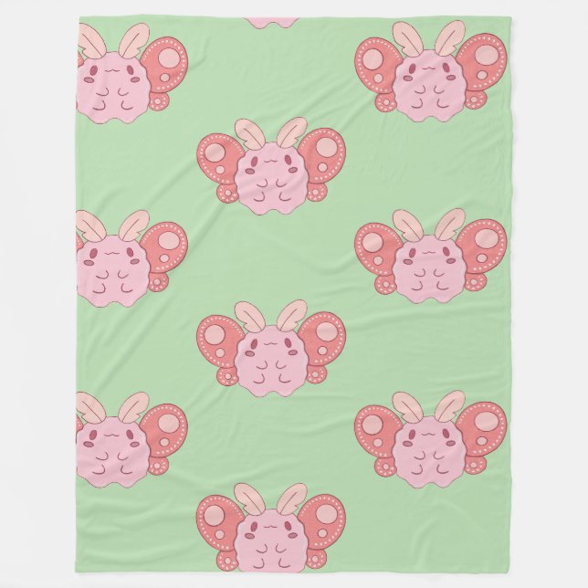 Marshmallow Moth Fleece Blanket (Front)