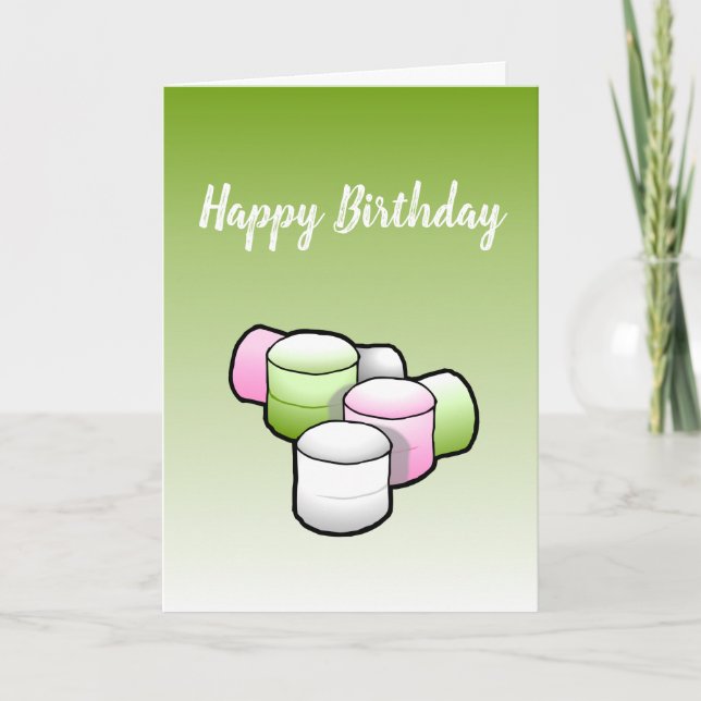 Marshmallow on Folded Greeting Birthday Card (Front)