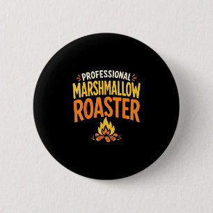 Marshmallow roaster campfire 6 cm round badge