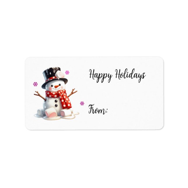 Marshmallow Snowman Holiday Gift Tag (Front)