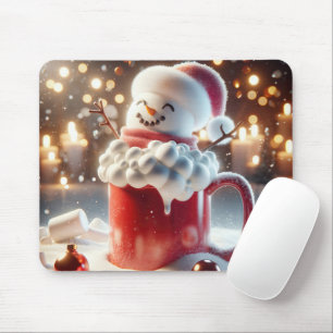 Marshmallow Snowman In Hot Chocolate Mouse Pad