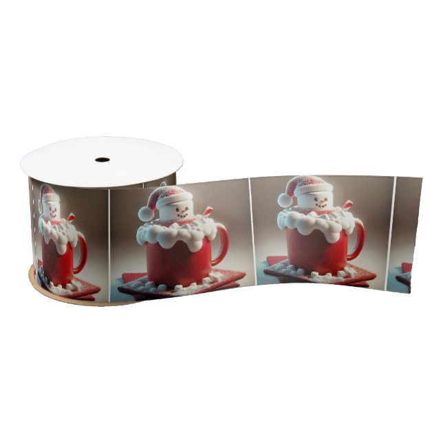 Marshmallow Snowman In Hot Chocolate Satin Ribbon (Spool)