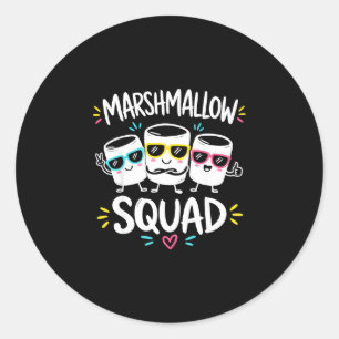 Marshmallow squad family campfire classic round sticker
