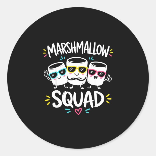 Marshmallow squad family campfire  classic round sticker (Front)
