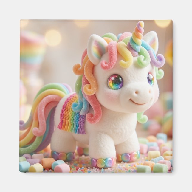 Marshmallow Unicorn and Pastel Candy Dream Magnet (Front)