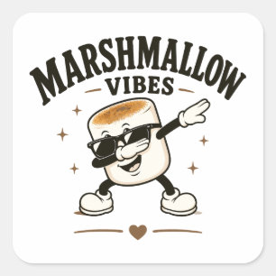 Marshmallow vibes square sticker