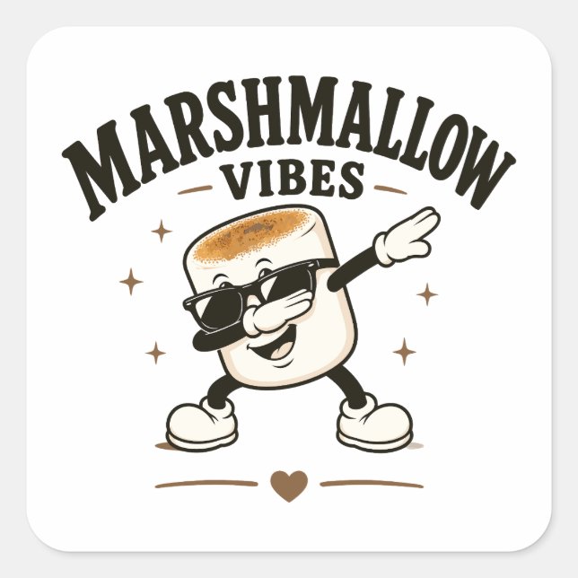 Marshmallow vibes square sticker (Front)