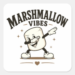 Marshmallow vibes square sticker