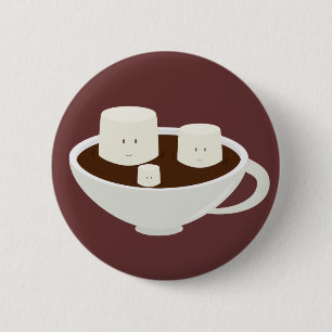 Marshmallows in hot chocolate 6 cm round badge