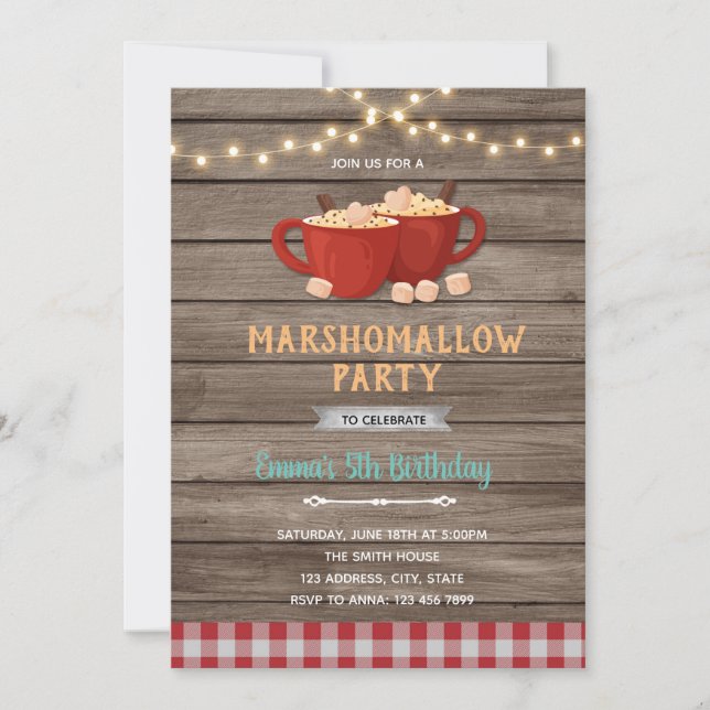 marshomallow Invitation shower birthday (Front)