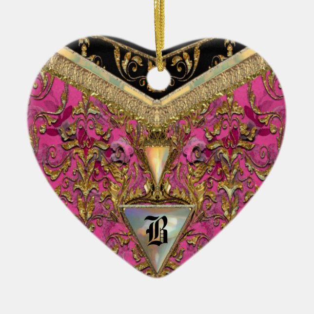 Marshwell Victorian Monogram Ceramic Tree Decoration (Front)