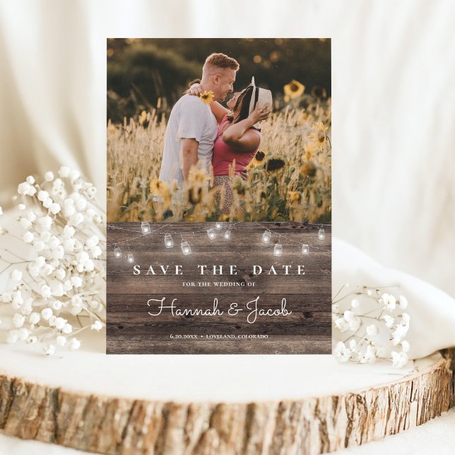 Marson Jar Rustic Wood Wedding Save The Date (Creator Uploaded)