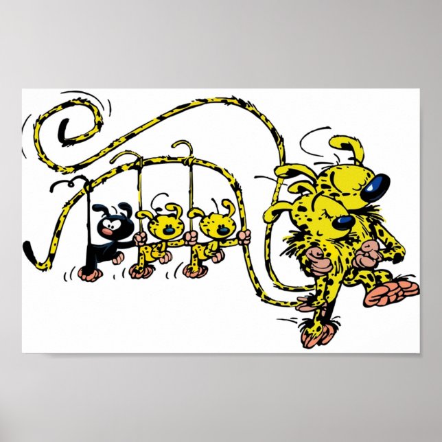 Marsupilami babies hanging on tail poster (Front)