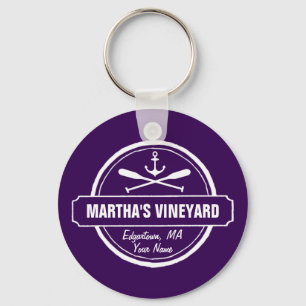 Martha’s Vineyard MA custom town nautical anchor Key Ring