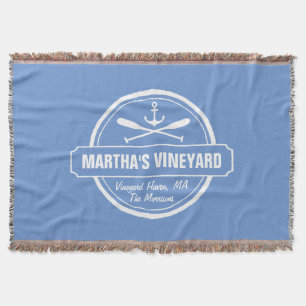 Martha’s Vineyard MA custom town nautical anchor Throw Blanket