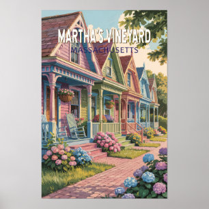 Martha’s Vineyard Massachusetts Illustration Retro Poster