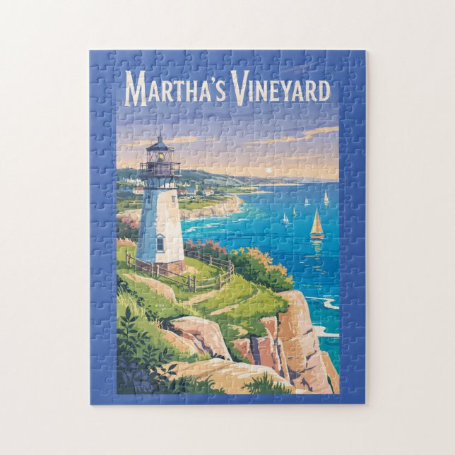 Martha’s Vineyard Massachusetts Lighthouse Travel Jigsaw Puzzle (Vertical)