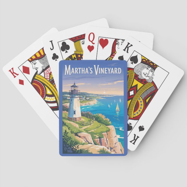 Martha’s Vineyard Massachusetts Lighthouse Travel Playing Cards (Back)