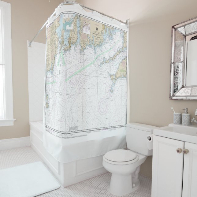 Martha’s Vineyard to Block Island Nautical Chart Shower Curtain (In Situ)