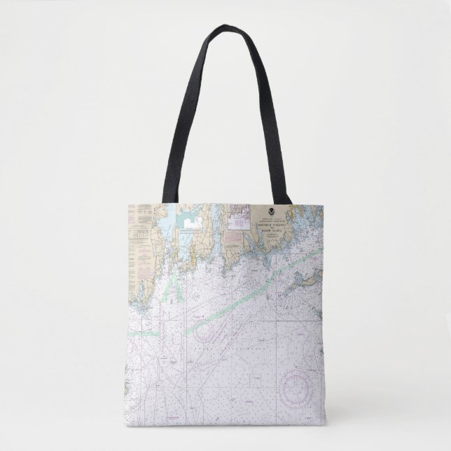 Martha’s Vineyard to Block Island Nautical Chart Tote Bag (Front)