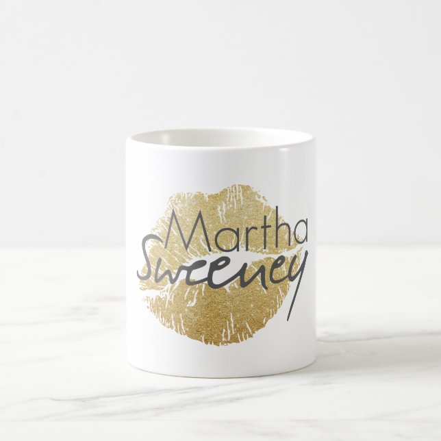 Martha Sweeney Gold Lips Coffee Mug (Center)