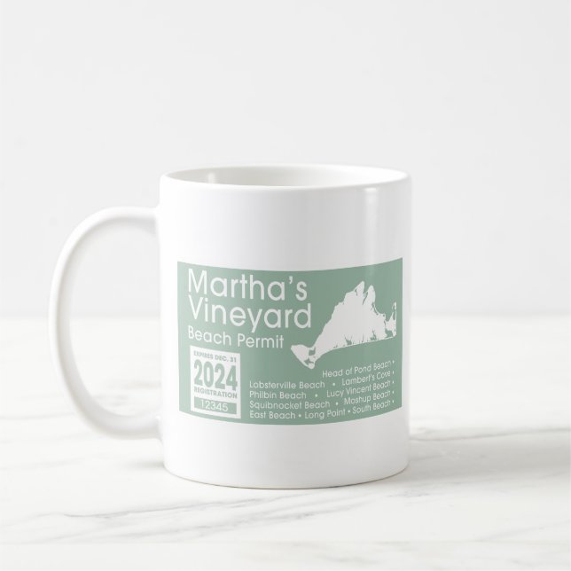 Marthas Vineyard Beach Permit 2024 Coffee Mug (Left)