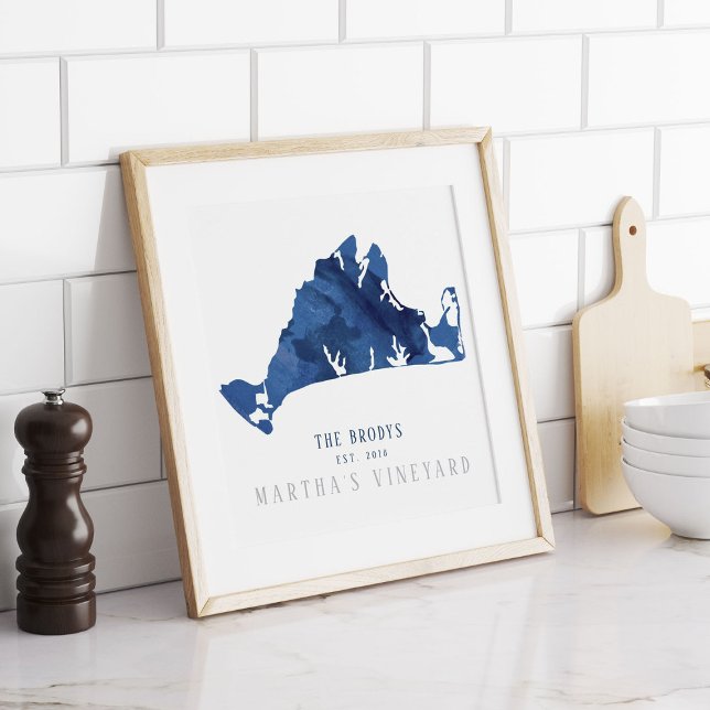 Marthas Vineyard Blue Map Family Established Poster (Creator Uploaded)