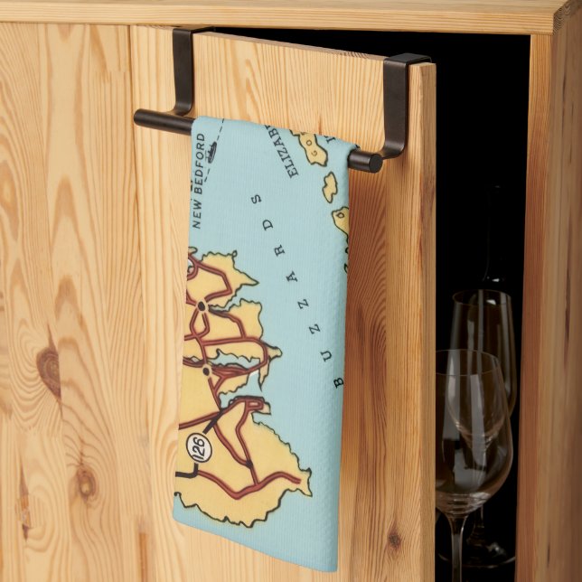 Martha's Vineyard Coast Map  Tea Towel (Thirds Fold)