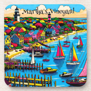 Martha's Vineyard Colourful Abstract Art Coaster