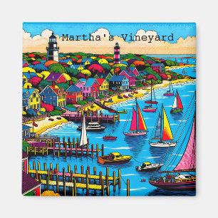 Martha's Vineyard Colourful Abstract Art Magnet