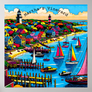 Martha's Vineyard   Colourful Abstract Art Poster
