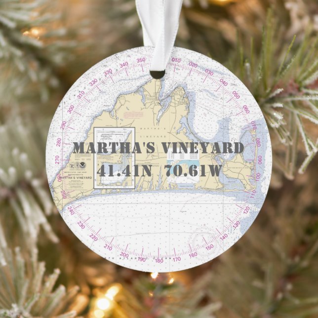 Martha's Vineyard Commemorative Nautical 2-Sided Ornament (Tree)