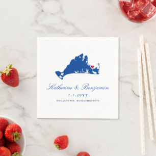 Martha's Vineyard Edgartown Navy Wedding Napkin