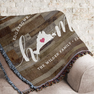 Martha's Vineyard Home Town Personalized Wood Look Throw Blanket