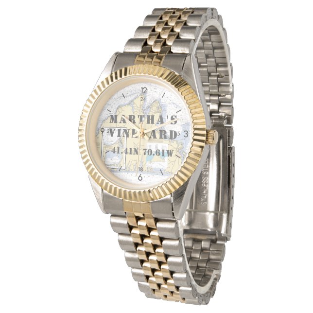 Martha's Vineyard Latitude Longitude Boater's Watch (Angled)
