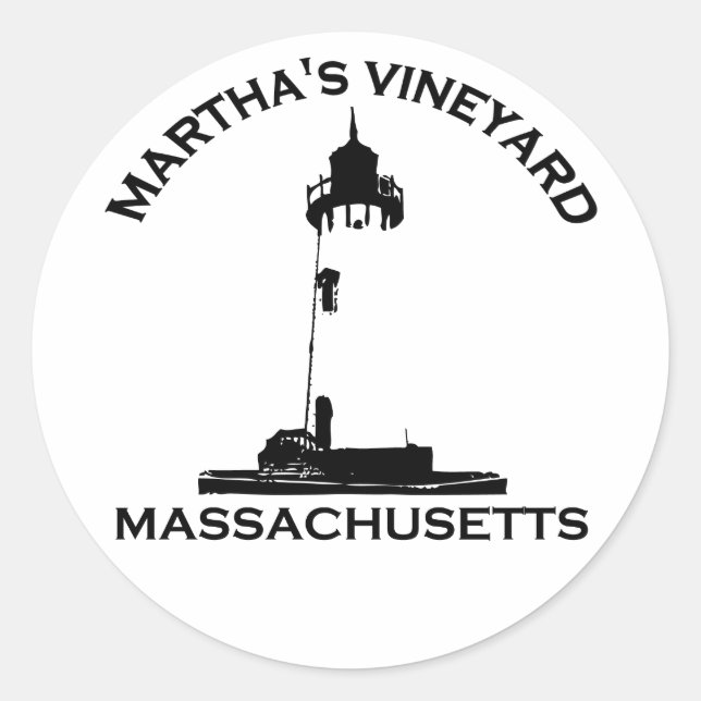 Martha's Vineyard "Lighthouse" Design. Classic Round Sticker (Front)