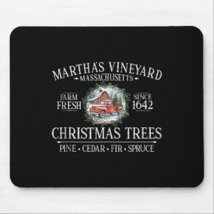 Martha's Vineyard Ma Christmas Trees Red Truck Whi Mouse Pad