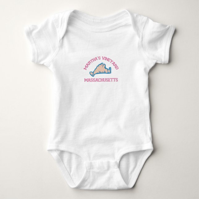 Martha's Vineyard "Map" Design. Baby Bodysuit (Front)